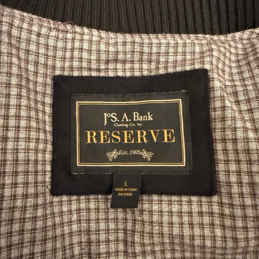 Jos A. Banks Reserve Mens Herringbone Quilted Vest Full Zip Black Size Large